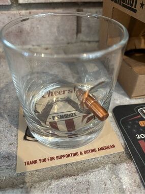 Whiskey Glass with Copper Bullet Accent